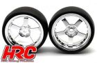 HRC Racing Reifen 1/10 Drift montiert 5-Spoke Chrome Felgen 3mm Offset Slick (2 Stk.) / HRC61071CH