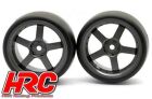 HRC Racing Reifen 1/10 Drift montiert 5-Spoke Gunmetal Felgen 3mm Offset Slick (2 Stk.) / HRC61071GM