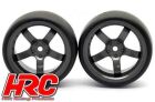 HRC Racing Reifen 1/10 Drift montiert 5-Spoke Gunmetal Felgen 6mm Offset Slick (2 Stk.) / HRC61072GM