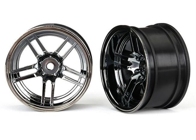 TRAXXAS Felge, 1.9 Split-Spoke Chrome-schwarz extrabreit hinten (2) TRAXXAS Ford GT / TRX8372