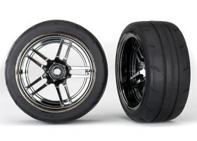 TRAXXAS Reifen auf Felge Split-Spoke Chrome-schwarz 1.9...