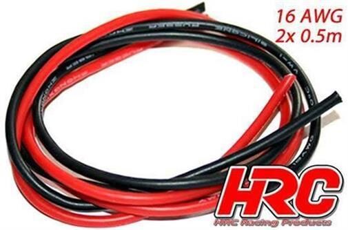 HRC Racing Kabel TSW Pro Racing 16 Gauge / 1.3mm2 Silber (252 x 0.08) Rot und Schwarz (0.5m jedes) / HRC9541