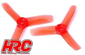 HRC Racing FPV Racing Propeller 3-blades PC Material 3030 Type ID M5 / 7mm Hub 1x CW + 1x CCW Clear Red / HRC34Y3030CR
