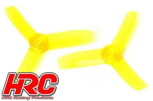 HRC Racing FPV Racing Propeller 3-blades PC Material 3030 Type ID M5 / 7mm Hub 1x CW + 1x CCW Clear Yellow / HRC34Y3030CY