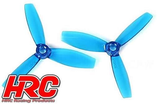 HRC Racing FPV Racing Propeller 3-blades PC Material 3045 Type ID M5 / 7mm Hub 1x CW + 1x CCW Clear Blue / HRC34Y3045CB