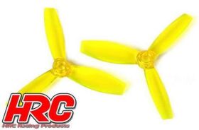 HRC Racing FPV Racing Propeller 3-blades PC Material 3045 Type ID M5 / 7mm Hub 1x CW + 1x CCW Clear Yellow / HRC34Y3045CY