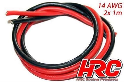 HRC Racing Kabel TSW Pro Racing 14 Gauge / 2.0mm2 Silber (400 x 0.08) Rot und Schwarz (1m jedes) / HRC9531B