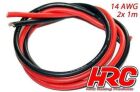 HRC Racing Kabel TSW Pro Racing 14 Gauge / 2.0mm2 Silber (400 x 0.08) Rot und Schwarz (1m jedes) / HRC9531B