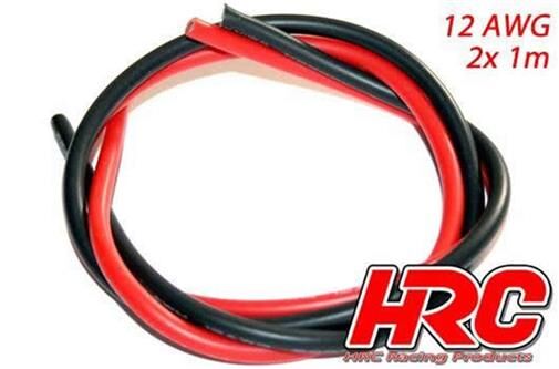 HRC Racing Kabel TSW Pro Racing 12 Gauge / 3.3mm2 Silber (680 x 0.08) Rot und Schwarz (1m jedes) / HRC9521B
