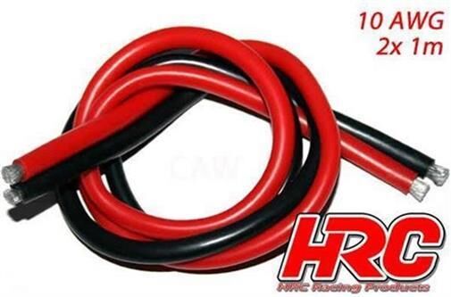 HRC Racing Kabel TSW Pro Racing 10 Gauge / 5.2mm2 Silber (1050 x 0.08) Rot und Schwarz (1m jedes) / HRC9511B