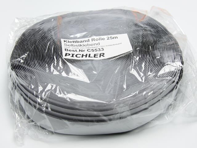 PICHLER Klettband schwarz 25 Meter (VE= 1 Rolle) / C5533