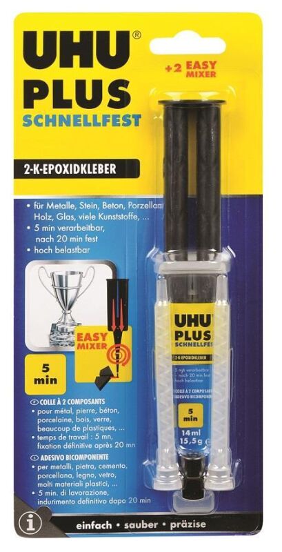 UHU plus schnellfest 2-Epoxidharzkleber Doppelkammerspritze / 15,5 Gramm / C9202