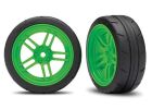 TRAXXAS Reifen auf Felgen verklebt Split-Spoke Felge grün vorn (2) / TRX8373G