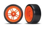 TRAXXAS Reifen auf Felgen verklebt Split-Spoke Felge orange hinten / TRX8377A