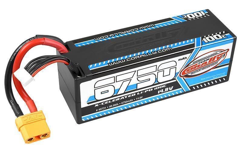 Team Corally X-Celerated 100C LiPo Akku 6750 mAh 14.8V Stick 4S Hard Wire XT90 / C-49731