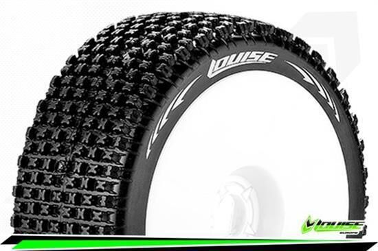 Louise B-PIRATE 1-8 Buggy Reifen Fertig Verklebt Super Soft Felgen Weiss Hex 17mm 1 Paar / T3126VW