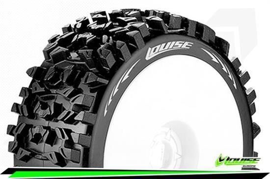 Louise B-PIONEER 1-8 Buggy Reifen Fertig Verklebt Soft Felgen Weiss Hex 17mm 1 Paar / T3130SW