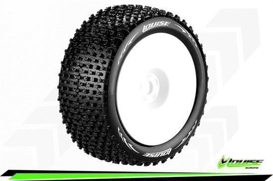 Louise T-PIRATE 1-8 Truggy Reifen Fertig Verklebt Super Soft Felgen Weiss 1/2"-Offset Hex 17mm 1 Paar / T3134VWH