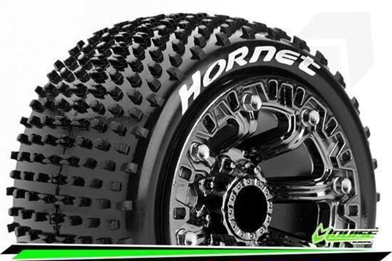 Louise ST-HORNET 1-16 Truck Reifen Fertig Verklebt Soft Black Chrome 2.2" Rims REVO SUMMIT Savage XS Flux Vorder Hinten 1 Paar / T3172SBC