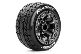Louise RC ST-Rocket 1:16 Truck Reifen Fertig verklebt Soft Schwarz Chrom 2,2" Rims Revo Summit Savage XS Flux vorn hinten 1 Paar / LR-T3188SBC