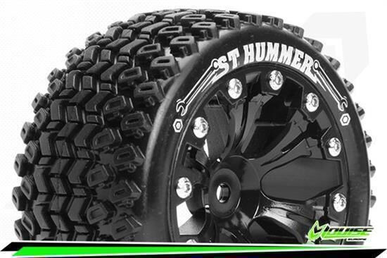 Louise ST-HUMMER 1-10 Stadium Truck Reifen Fertig Verklebt Soft 2.8" Felgen Schwarz 0-Offset EP STAMPEDE 2WD Hinten EP RUSTLER 2WD Hinten EP MONSTER JAM 2WD Hinten 1 Paar / T3209SB
