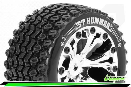 Louise ST-HUMMER 1-10 Stadium Truck Reifen Fertig Verklebt Soft 2.8" Felgen Chrom 1/2"-Offset GP JATO 2WD Hinten GP STAMPEDE 2WD Hinten GP RUSTLER 2WD Hinten EP STAMPEDE 2W / T3209SCH