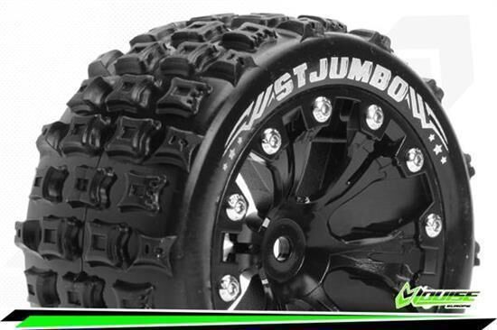Louise ST-JUMBO 1-10 Stadium Truck Reifen Fertig Verklebt Soft 2.8" Felgen Schwarz 1/2"-Offset GP JATO 2WD Hinten GP STAMPEDE 2WD Hinten GP RUSTLER 2WD Hinten EP STAMPEDE 2 / T3210SBH