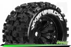 Louise MT-UPHILL 1-8 Monster Truck Reifen Fertig Verklebt Medium 3.8" Felgen Schwarz 0-Offset EP E-MAXX Vorder Hinten GP REVO 3.3 Vorder Hinten GP HPI SAVAGE XL Vorder / T3219B