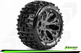 Louise ST-PIONEER 1-10 Stadium Truck Reifen Fertig Verklebt Soft 2.8" Felgen Schwarz Chrom Hex 14mm ARRMA 4X4 1-10 Vorne Hinten 1 Paar / T3227SBCM