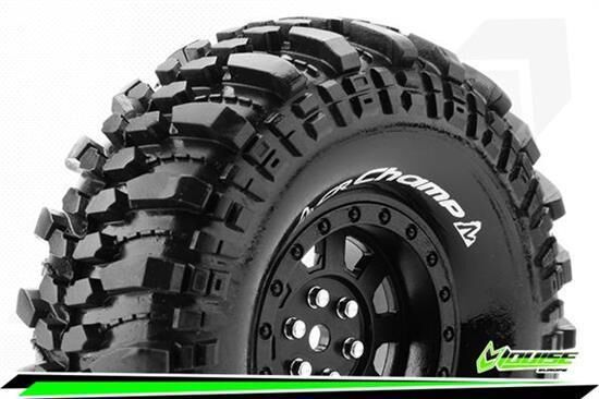 Louise CR-CHAMP 1-10 Crawler Reifen Fertig Verklebt Super Soft 1.9" Felgen Schwarz Hex 12mm 1 Paar / T3231VB