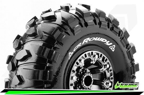 Louise CR-ROWDY 1-10 Crawler Reifen Fertig Verklebt Super Soft 2.2" Felgen Schwarz Chrom Hex 12mm 1 Paar / T3238VBC