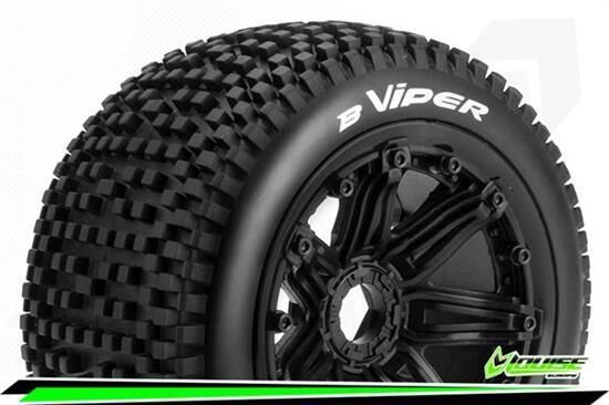 Louise B-VIPER 1-5 Buggy Reifen Fertig Verklebt SPORT Felgen Schwarz 24mm Hex Hinten 1 Paar / T3245B