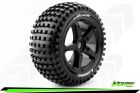 Louise T-ROCK 1-8 Truggy Reifen Fertig Verklebt Soft Speichen Felgen Schwarz 0-Offset Hex 17mm 1 Paar / T3251SB