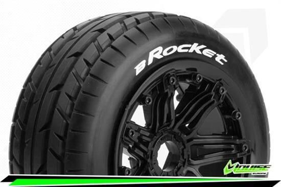Louise -B-ROCKET 1-5 Buggy Reifen Fertig Verklebt SPORT Felgen Schwarz 24mm Hex Vorder 1 Paar / T3266B