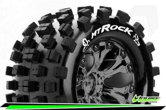 Louise MT-ROCK 1-10 Monster Truck Reifen Fertig Verklebt Soft 2.8" Felgen Schwarz Chrom Hex 14mm ARRMA 4X4 1-10 Vorne Hinten 1 Paar / T3275SBCM