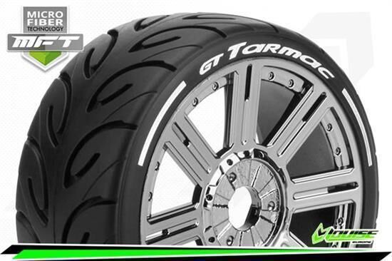 Louise GT-TARMAC MFT Technology 1-8 Buggy Reifen Fertig Verklebt Super Soft Speichen Felgen Schwarz Chrom Hex 17mm 1 Paar / T3285VBC