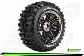 Louise ST-PIONEER Stadium Truck Reifen Fertig Verklebt Sport 3.8" Beadlock Felgen Schwarz Chrom 1 Paar / T3287BC