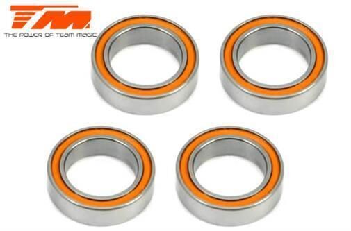 Team Magic Kugellager metrisch 12x18x4mm Gummidichtung Orange (4 Stk.) / TM151218R