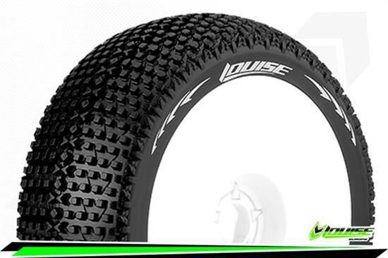 Louise B-TURBO 1-8 Buggy Reifen Fertig Verklebt Soft Felgen Weiss Hex 17mm 1 Paar / T3104SW