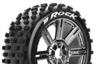 Louise B-ROCK 1/8 Buggy Reifen Fertig Verklebt Soft Speichen Felgen Schwarz Chrom Hex 17mm 1 Paar / T3270SBC