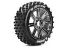 Louise B-ROCK 1/8 Buggy Reifen Fertig Verklebt Soft Speichen Felgen Schwarz Chrom Hex 17mm 1 Paar / T3270SBC