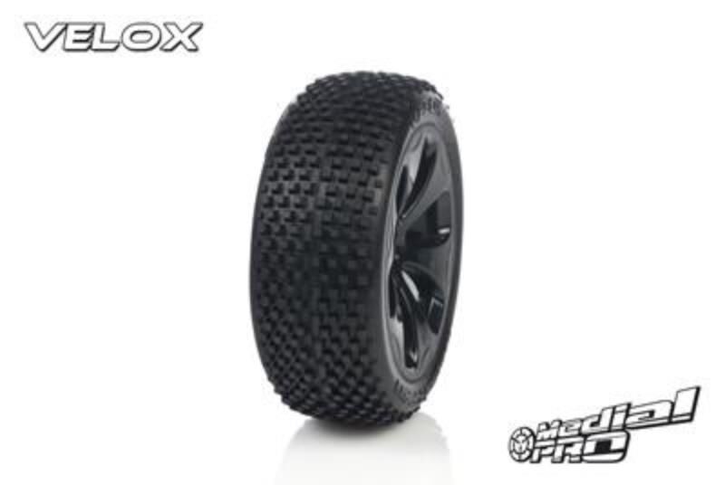 Medial Pro Racing Reifen und Felgen verklebt Velox M3 Soft Schwarze Felgen Vorder SLASH 2WD / MP-6105-M3