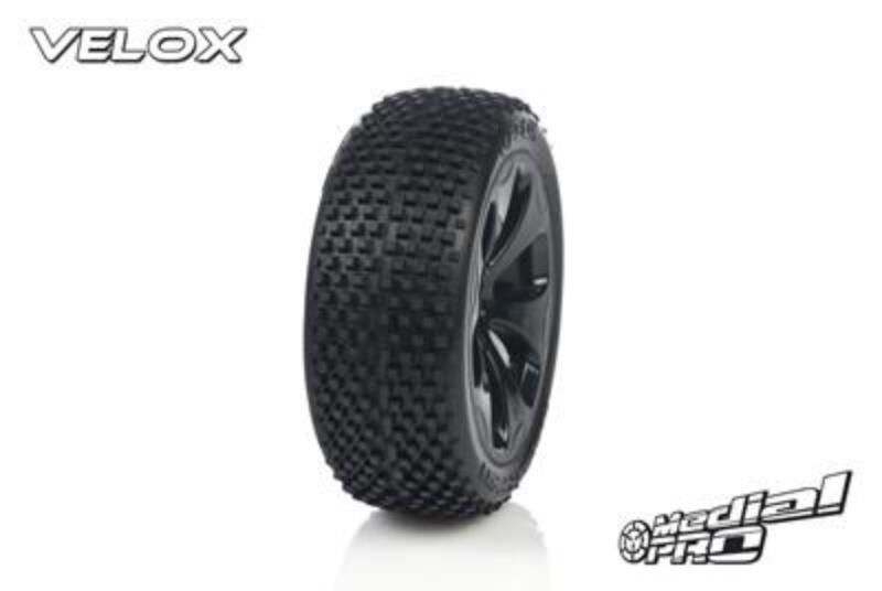 Medial Pro Racing Reifen und Felgen verklebt Velox M4 Super Soft Schwarze Felgen Vorder SLASH 2WD / MP-6105-M4