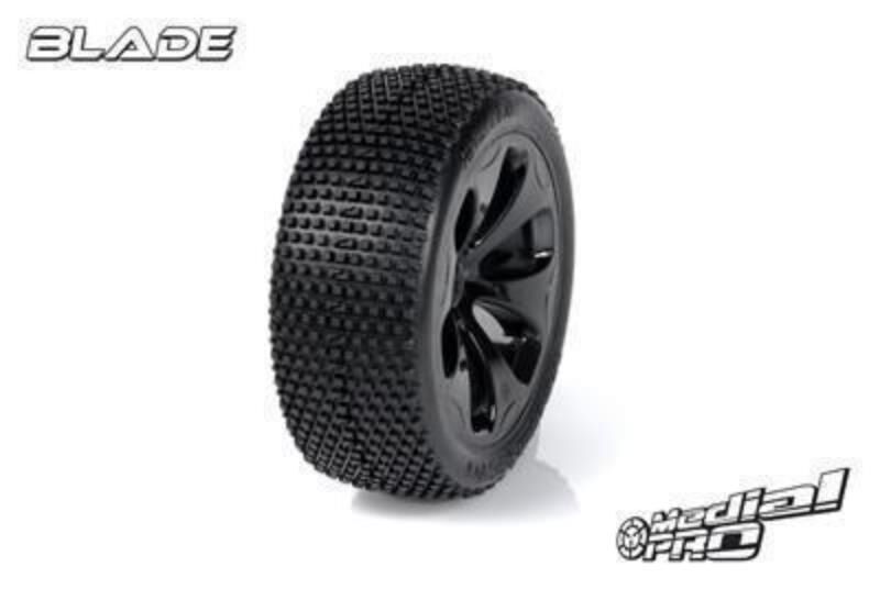 Medial Pro Racing Reifen und Felgen verklebt Blade M4 Super Soft Schwarze Felgen Vorder SLASH 2WD / MP-6135-M4