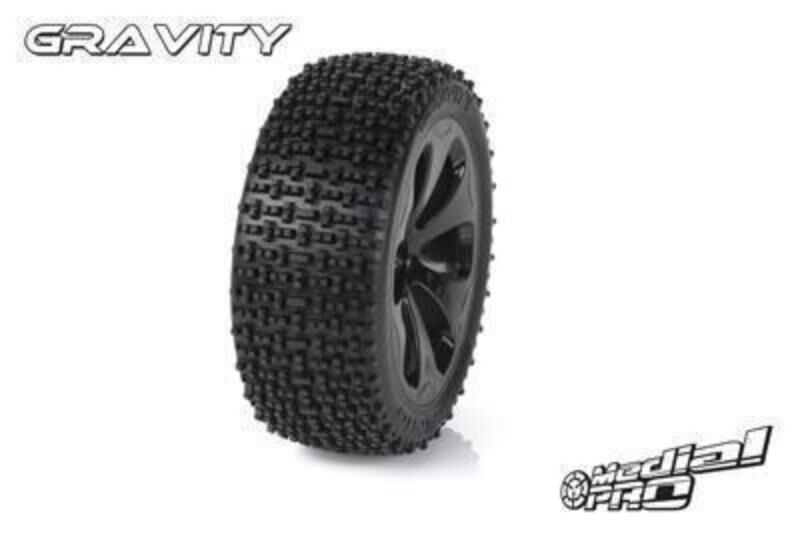 Medial Pro Racing Reifen und Felgen verklebt Gravity M4 Super Soft Schwarze Felgen Vorder SLASH 2WD / MP-6155-M4