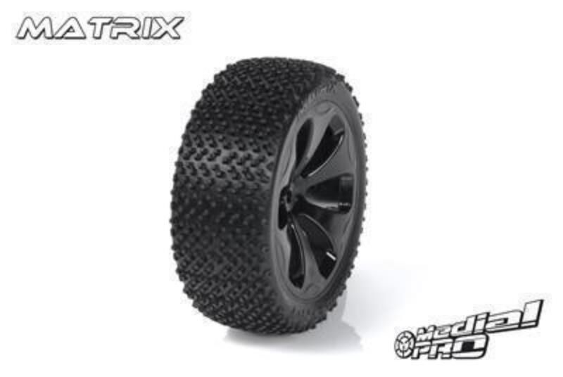 Medial Pro Racing Reifen und Felgen verklebt Matrix M4 Super Soft Schwarze Felgen Vorder SLASH 2WD / MP-6175-M4