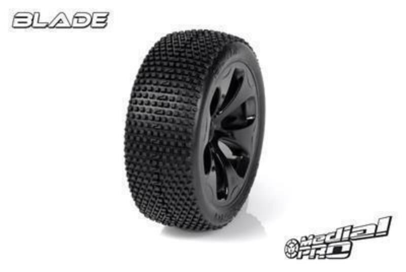 Medial Pro Racing Reifen und Felgen verklebt Blade M4 Super Soft Schwarze Felgen Hinter + Vorder Slash 4WD, Hinter Slash 2WD / MP-6335-M4