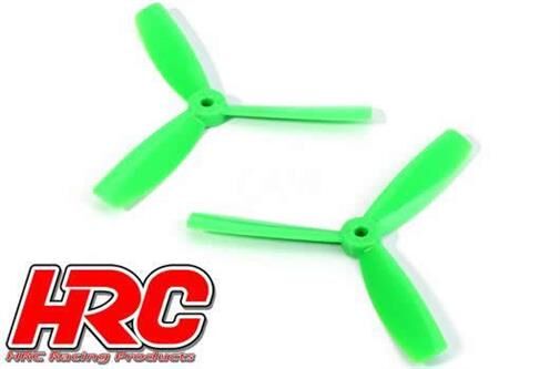 HRC Racing FPV Racing Propeller 3-blades Nylon Fiber 5045 Type ID M5 / 7mm Hub 1x CW + 1x CCW Green / HRC34Y5045G