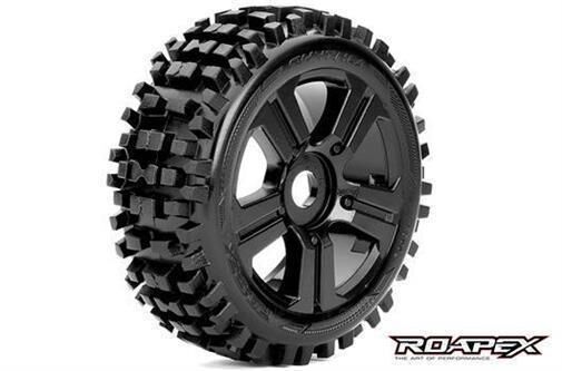 Roapex Reifen 1/8 Buggy montiert Schwarz Felgen 17mm Hex Rhythm (2 Stk.) / RXR5002-B