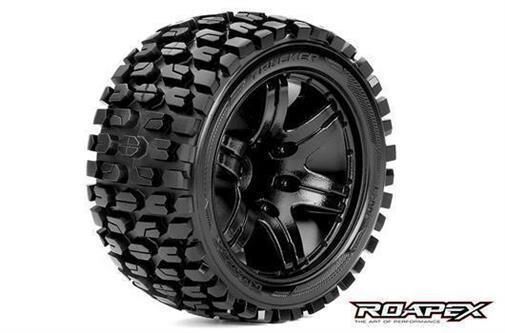 Roapex Reifen 1/10 Stadium Truck montiert 0 offset Schwarz Felgen 12mm Hex Tracker (2 Stk.) / RXR2002-B0